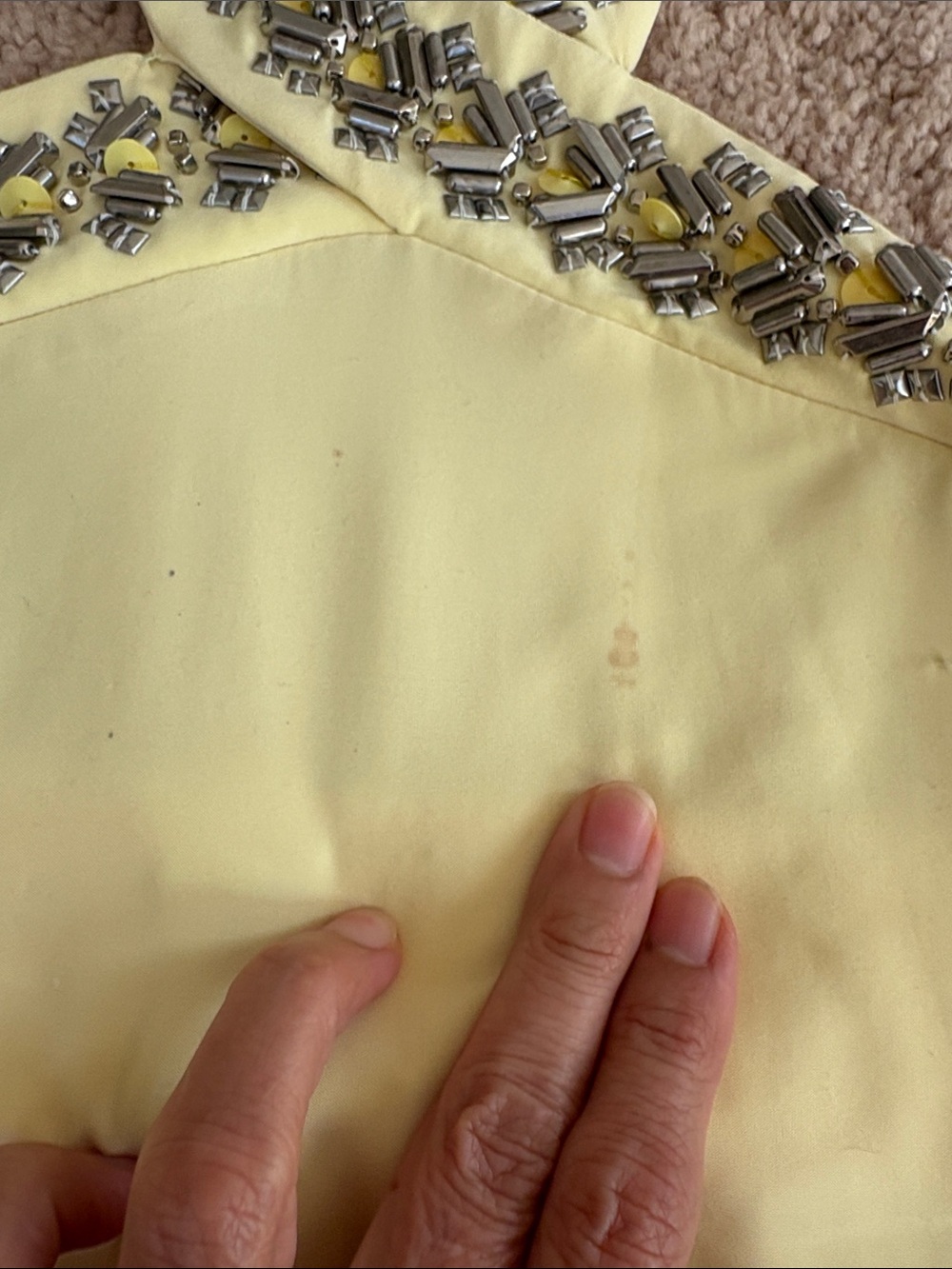 Cache Pale Yellow Embellished Halter Top - Picture 5 of 6